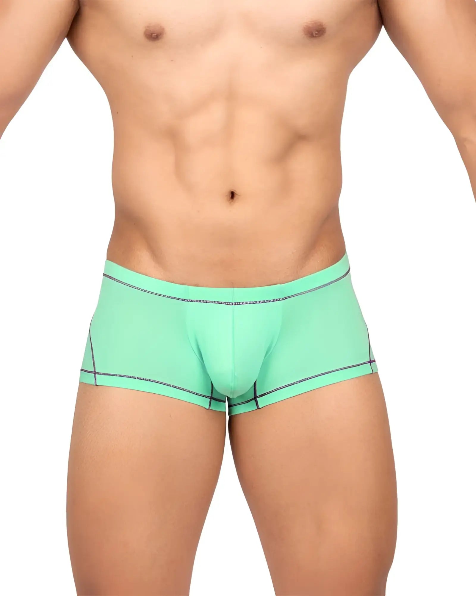 Mint green Private Structure EPUS4570 Prime Elysian hipster briefs with black trim detailing in cyan color