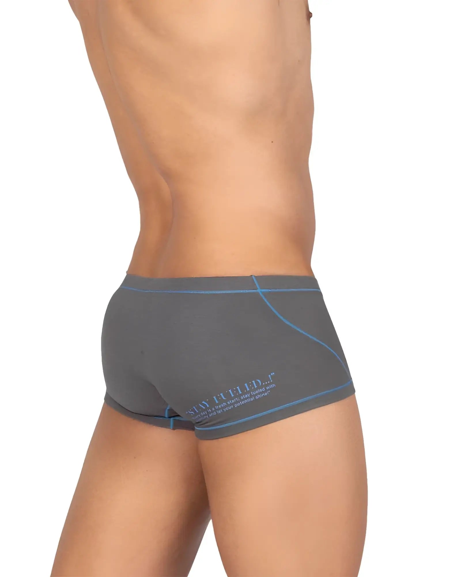 Gray men’s briefs with light blue stitching and subtle logo on the side private structure epus4570 prime elysian hipster