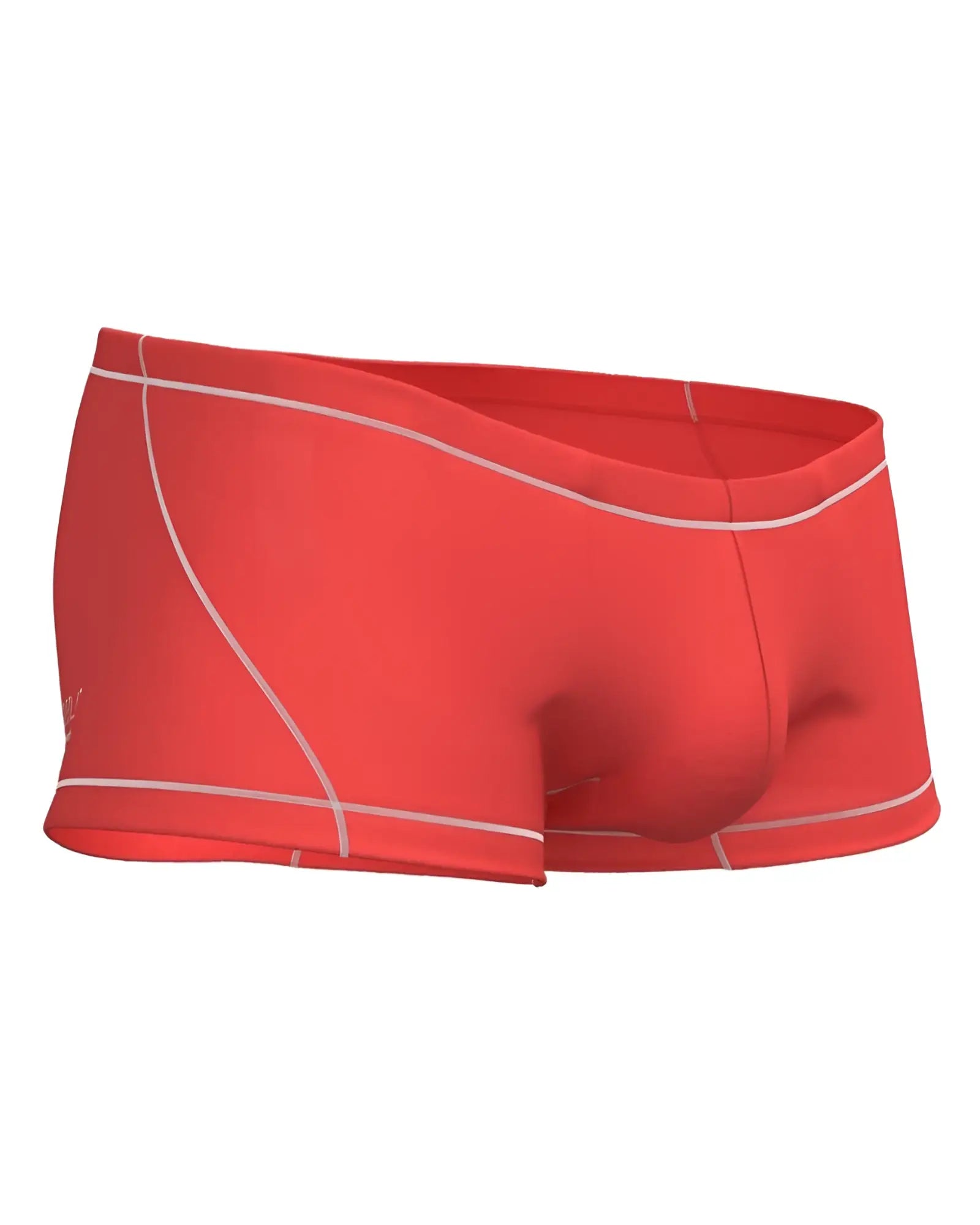 Red swim trunks by private structure epus4570 prime elysian hipster with white stitching along edges and seams