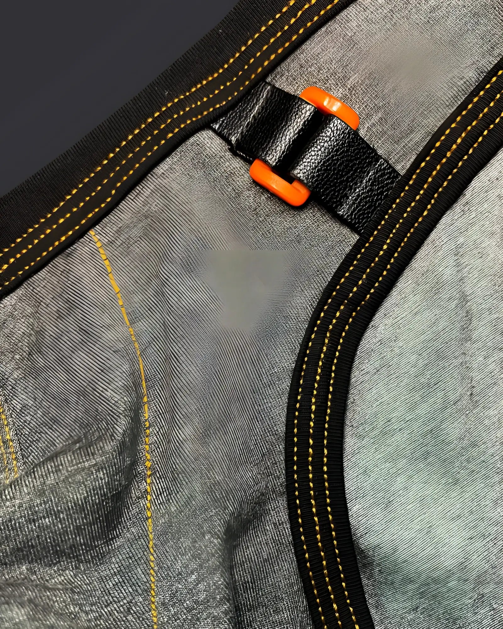 Private Structure LCUT4358 Barn Boy low rise mini brief in stone gray with black leather strap and bright orange buckle detail