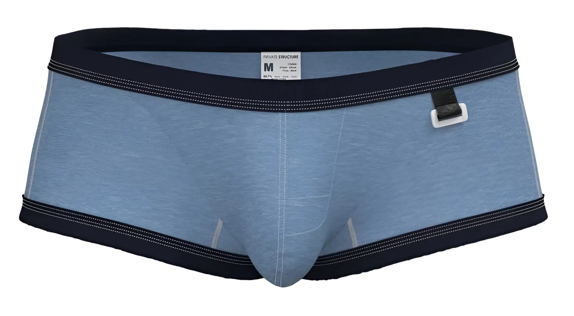 Private structure lcut4359 barn boy low rise trunk denim light blue heathered cotton briefs with navy trim and white buckle