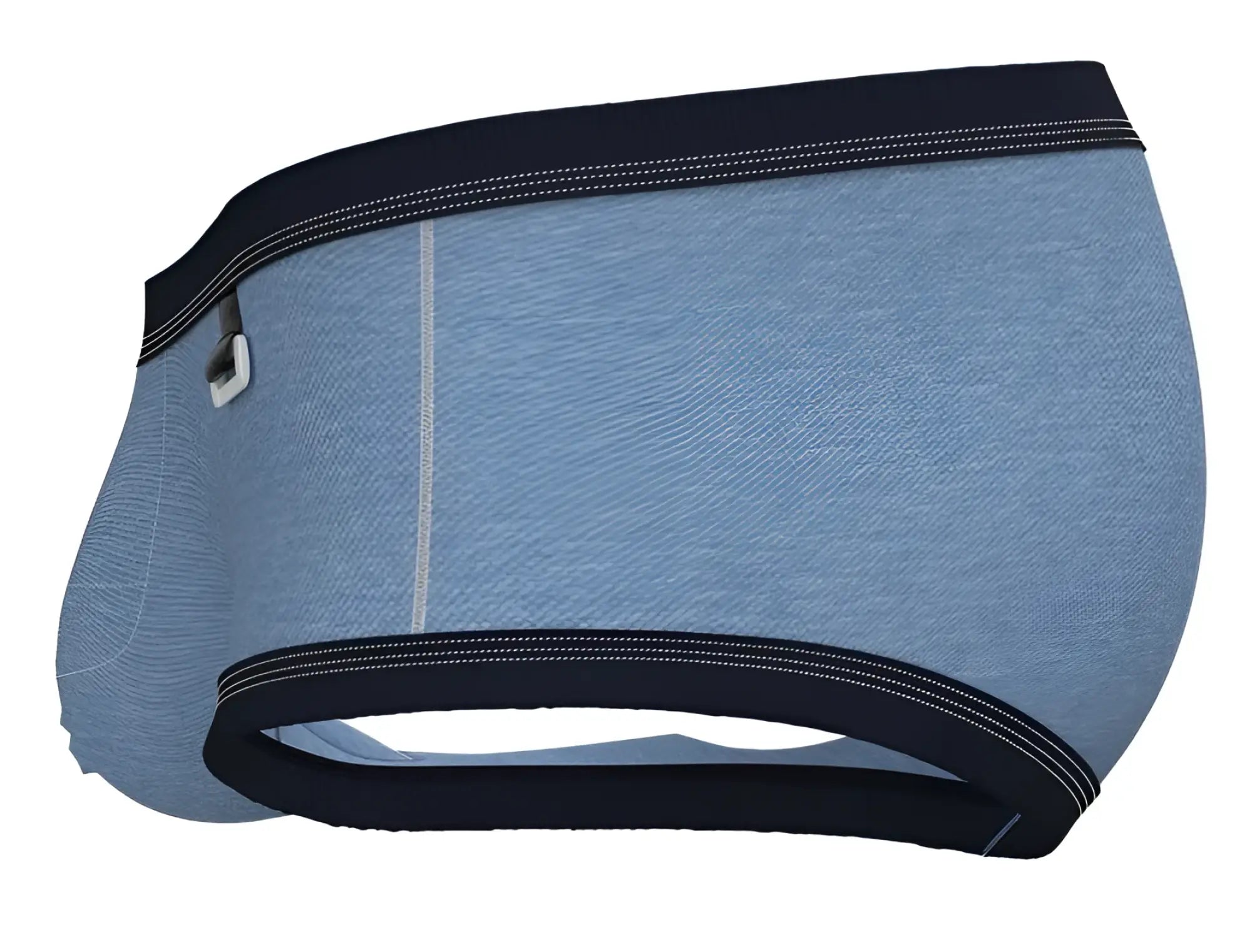 Light blue denim textured private structure lcut4359 barn boy low rise trunk briefs with black elastic and white stitching