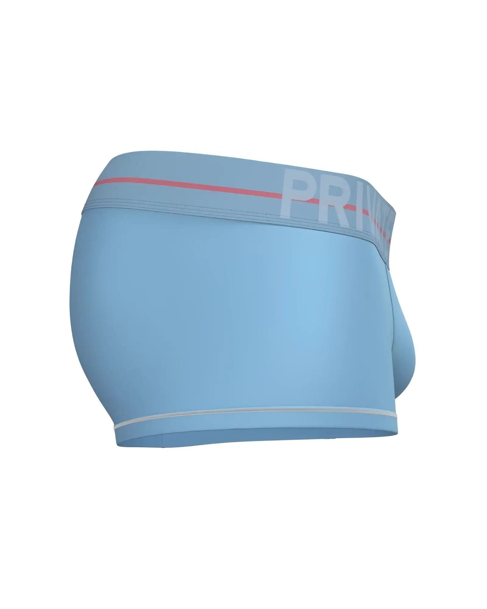 Light blue private structure moux4103 mo lite mid waist trunk briefs with gray waistband, white prim logo, and red stripe