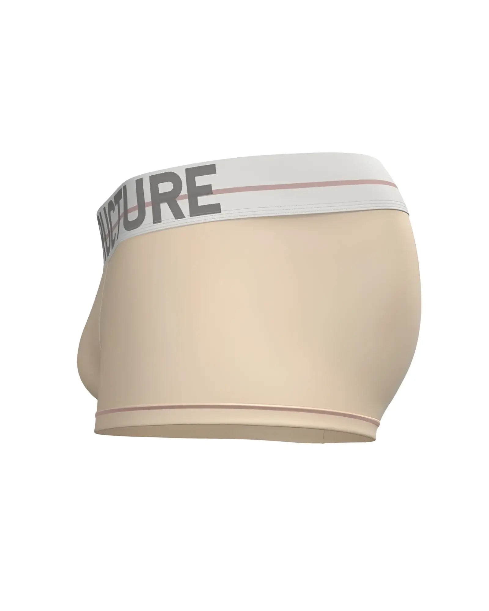Cream beige mid waist briefs with white elastic waistband branded structure and thin pink stripe by private structure