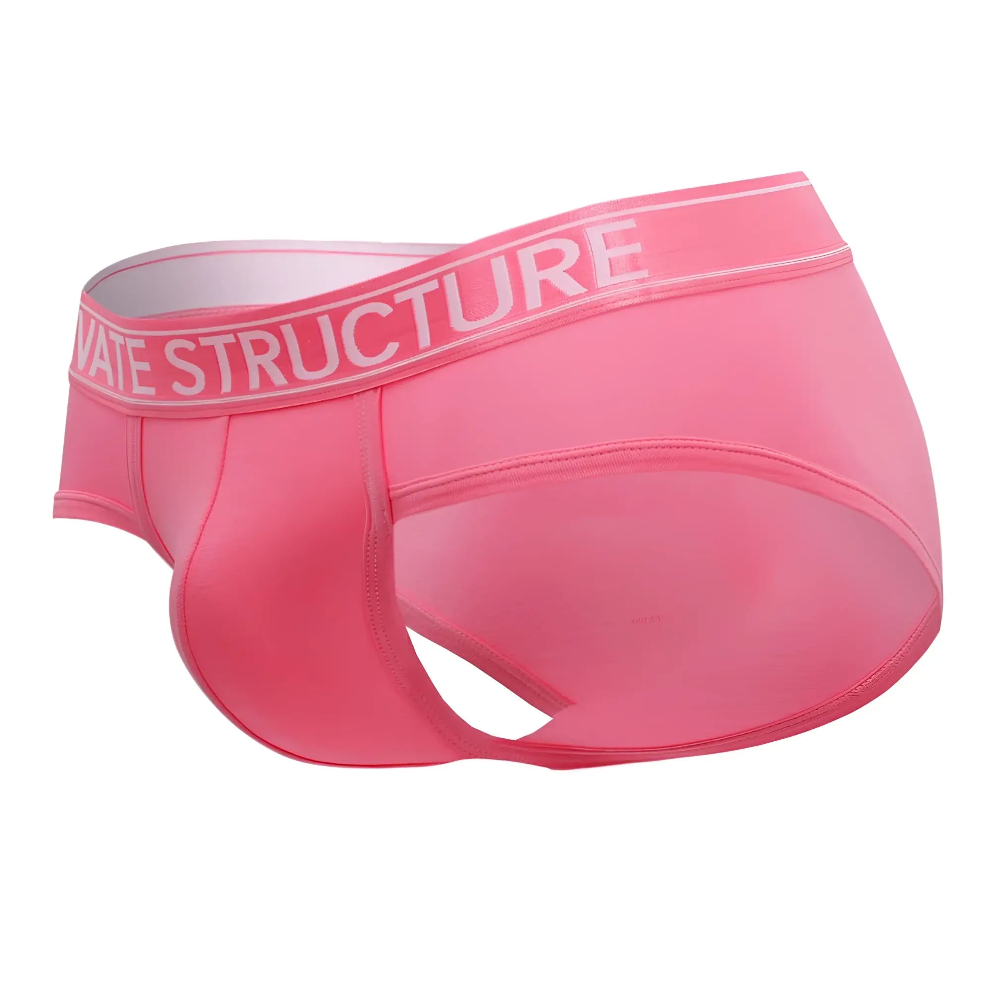 Pink private structure platinum bamboo contour briefs with white waistband in blush color for men