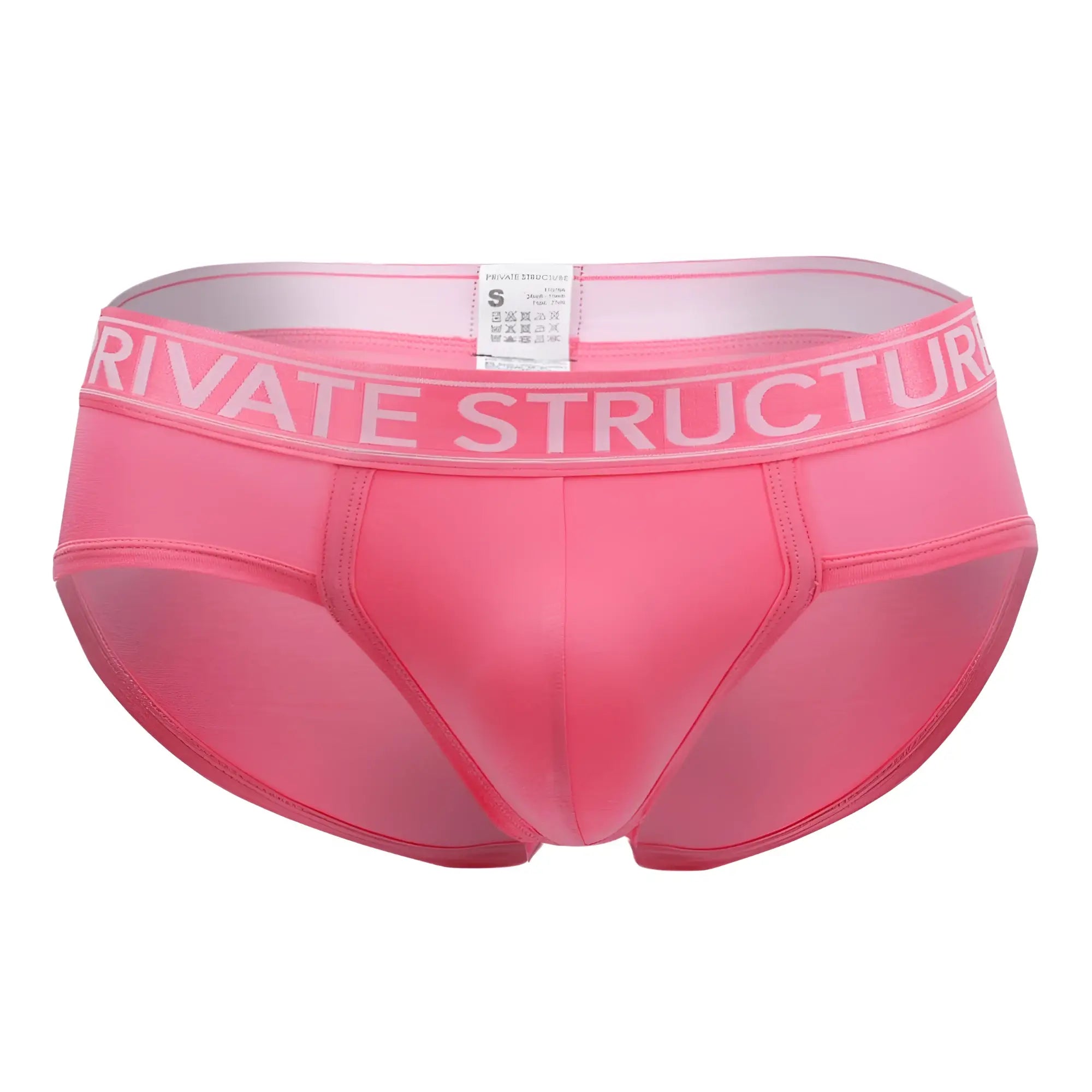 Pink private structure platinum bamboo contour briefs with white waistband in blush color for men