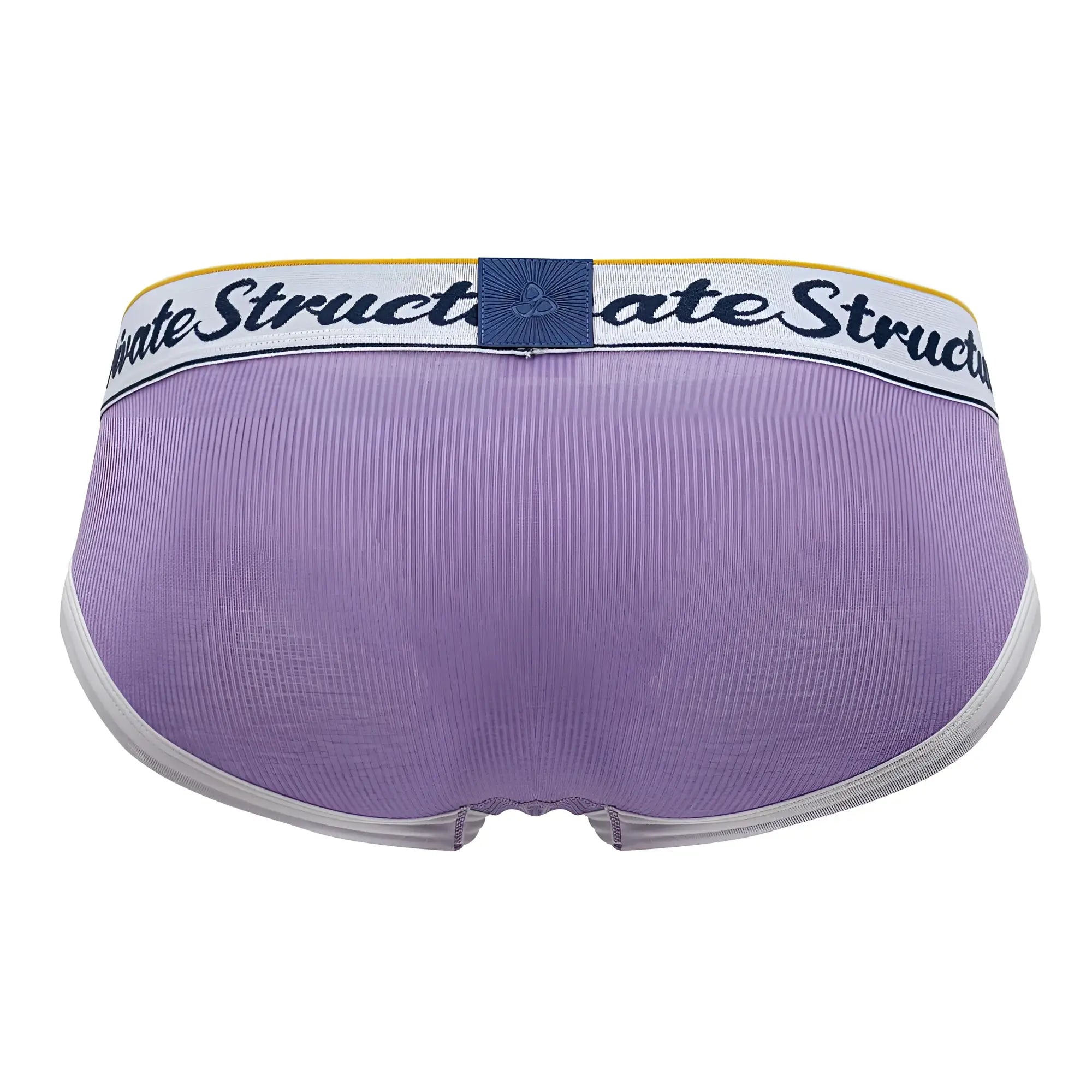 Purple ribbed Private Structure SCUS4529 classic mid waist mini briefs with white waistband and blue logo patch