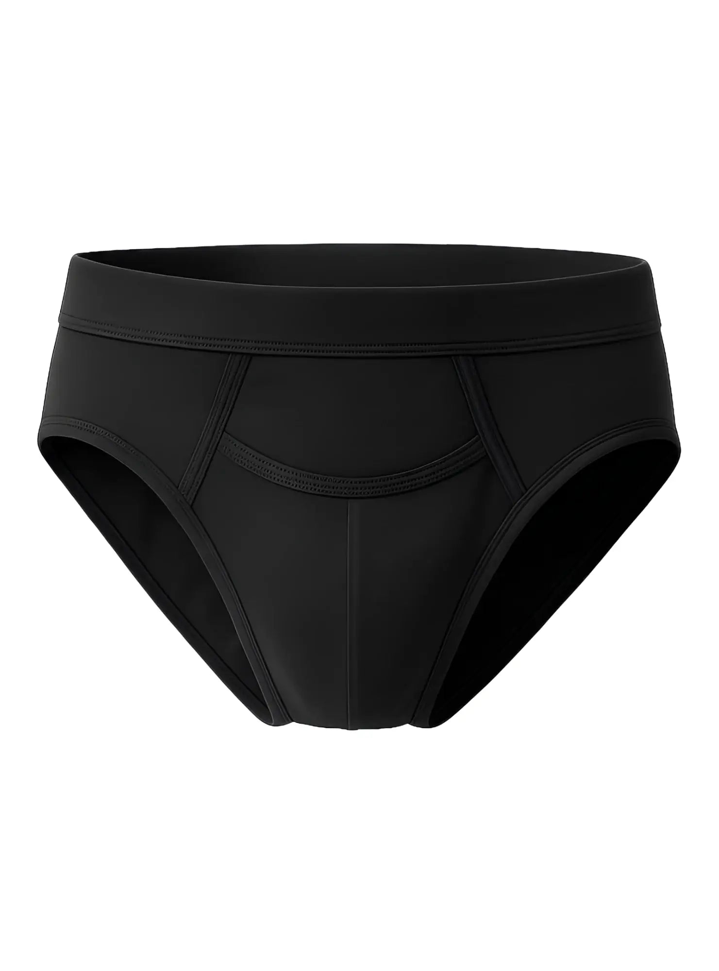 Black purecomfort cotton briefs with smooth form fitting design and reinforced stitching along the seams