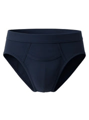 Navy blue purecomfort cotton briefs with a smooth seamless design and reinforced stitching along the seams