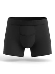 Black men’s boxer briefs purecomfort cotton trunk with contoured pouch and elastic waistband in black