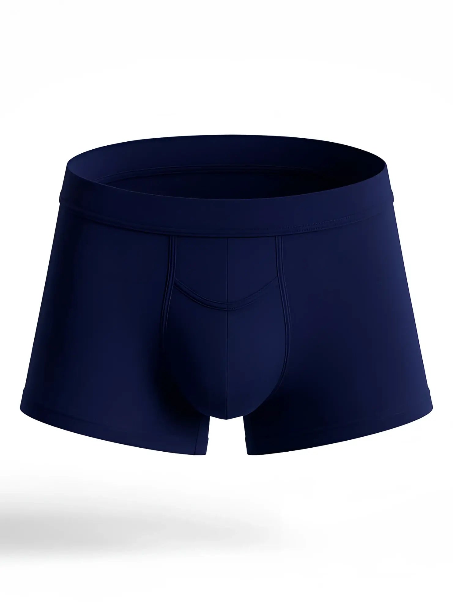 Navy blue men’s purecomfort cotton trunk briefs with smooth, form-fitting fabric and contoured design