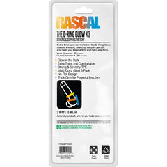 Rascal the d-ring glow x3 multi-color glow-in-the-dark tpe product with extra thick stretchy design