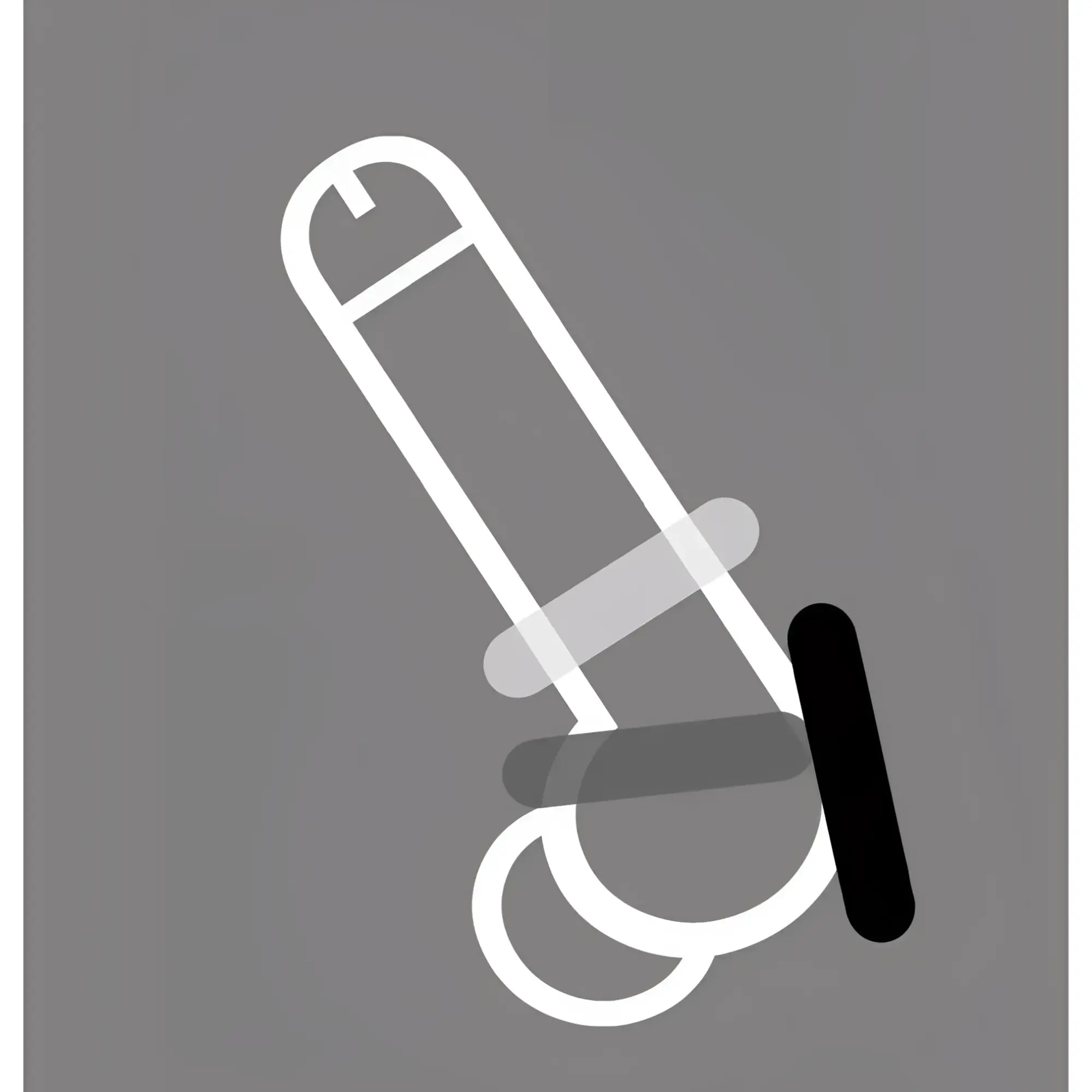 White outline illustration of a hand truck with black handle in rascal the d-ring glow x3 product design