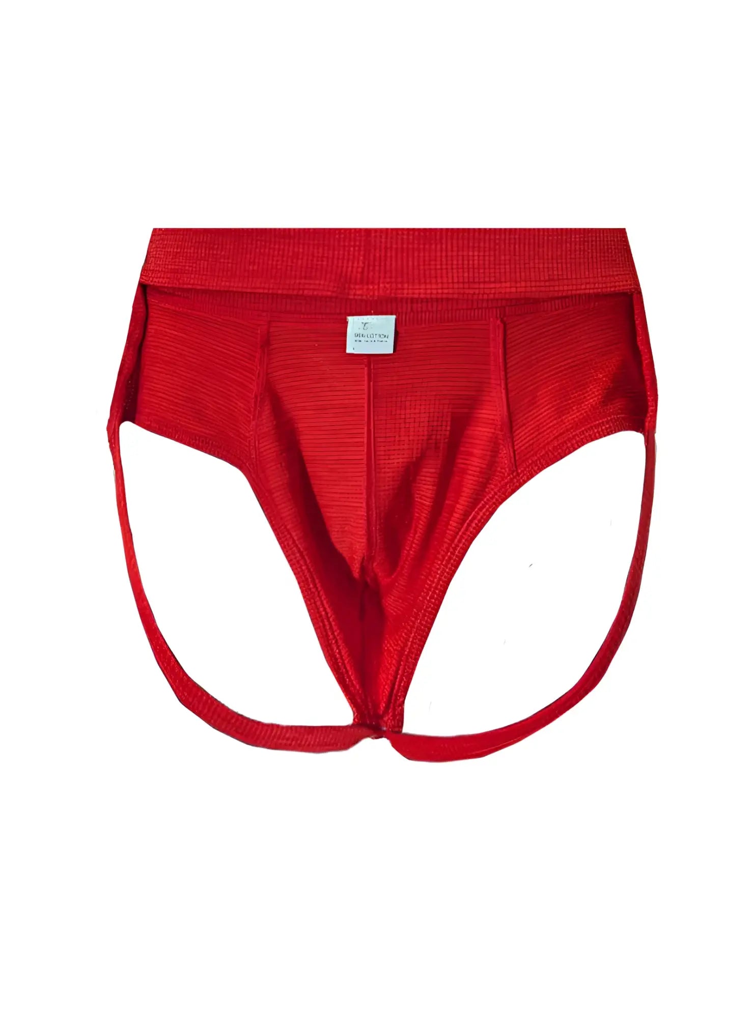 Red relax jockstrap briefs in textured fabric with supportive waistband and side straps for comfort and style