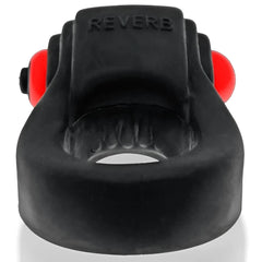 Black silicone revring with vibe featuring red spherical ends and reverb embossed on top