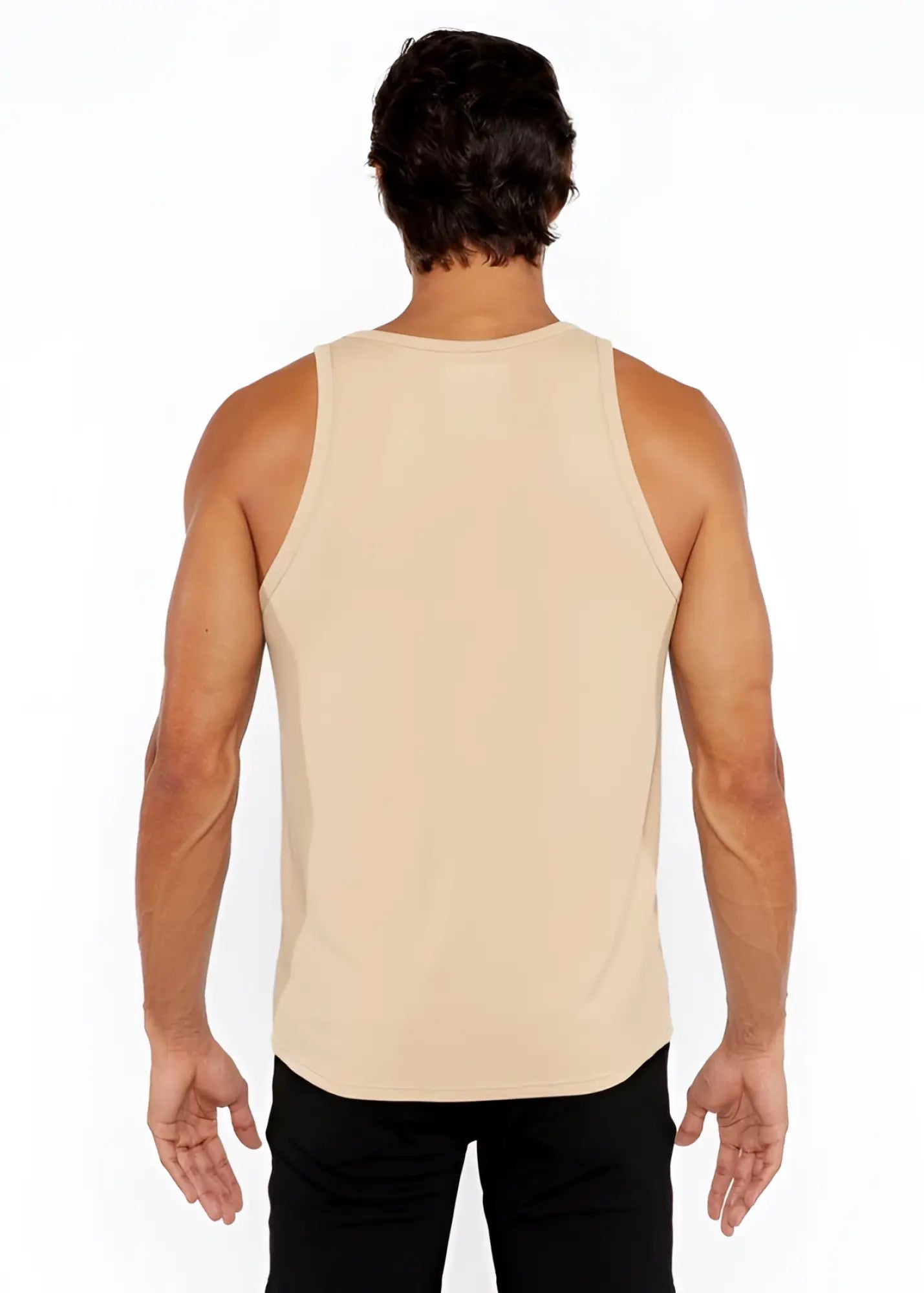 Beige rib modal tank sleeveless top with a simple fitted design perfect for casual wear