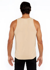 Beige rib modal tank sleeveless top with a simple fitted design perfect for casual wear