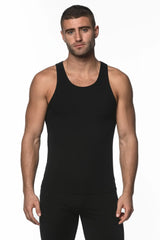 Black rib modal tank sleeveless fitted top with a simple design ideal for casual wear