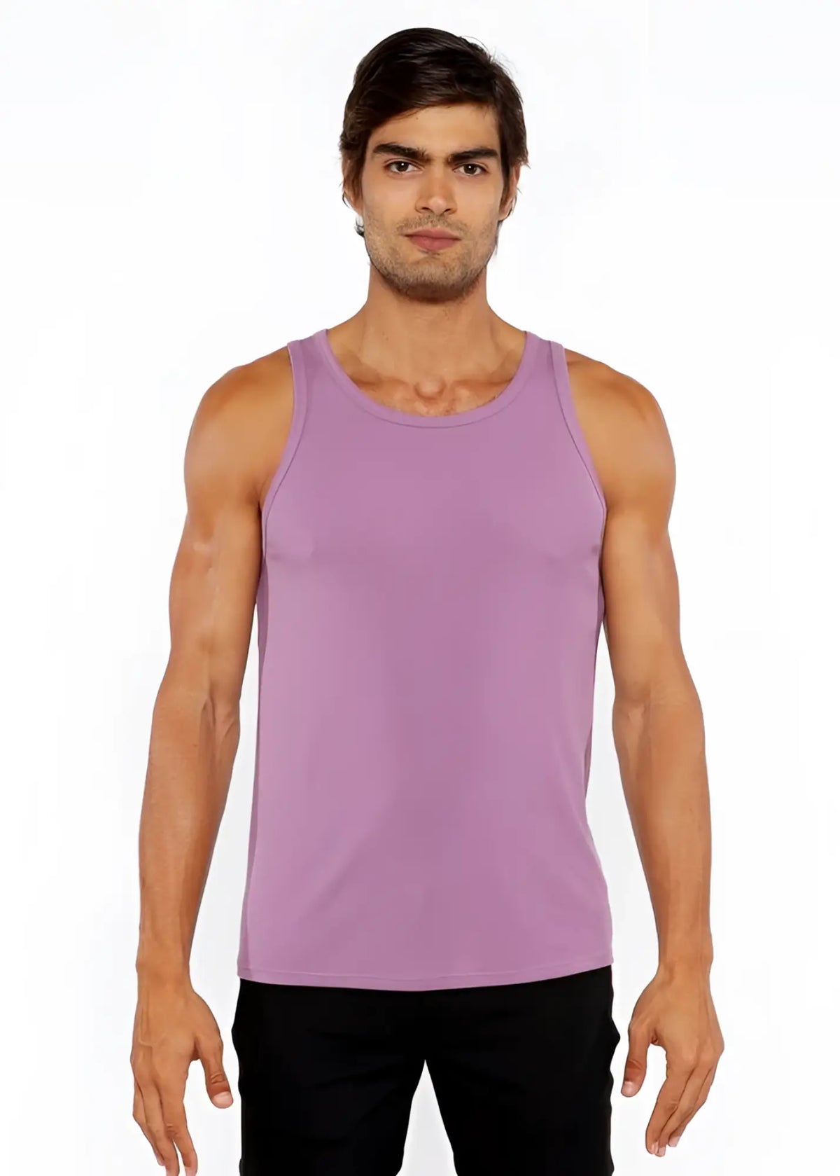 A soft lavender rib modal tank top with a sleeveless design and smooth fabric perfect for casual wear