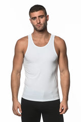 White rib modal tank sleeveless fitted tank top made from soft ribbed modal fabric for casual wear