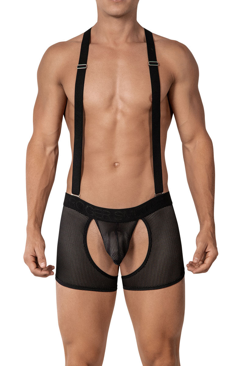 Roger Smuth Bretelles Mesh Chaps Jock Boxer Jock Strap Sous-vêtements Noir RS017 Taille M