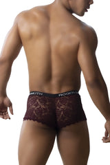 Roger smith rs035 trunks burgundy lace briefs with black elastic waistband featuring roger smith branding