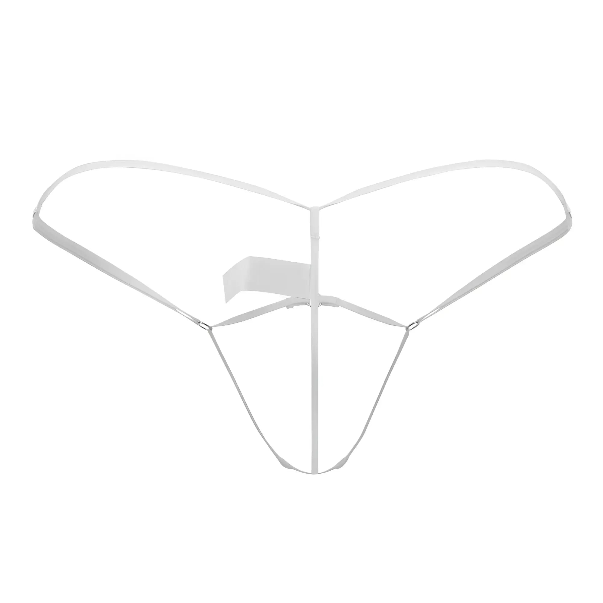 Roger Smuth RS068 thong in white transparent mesh with central vertical strap and open side strap design