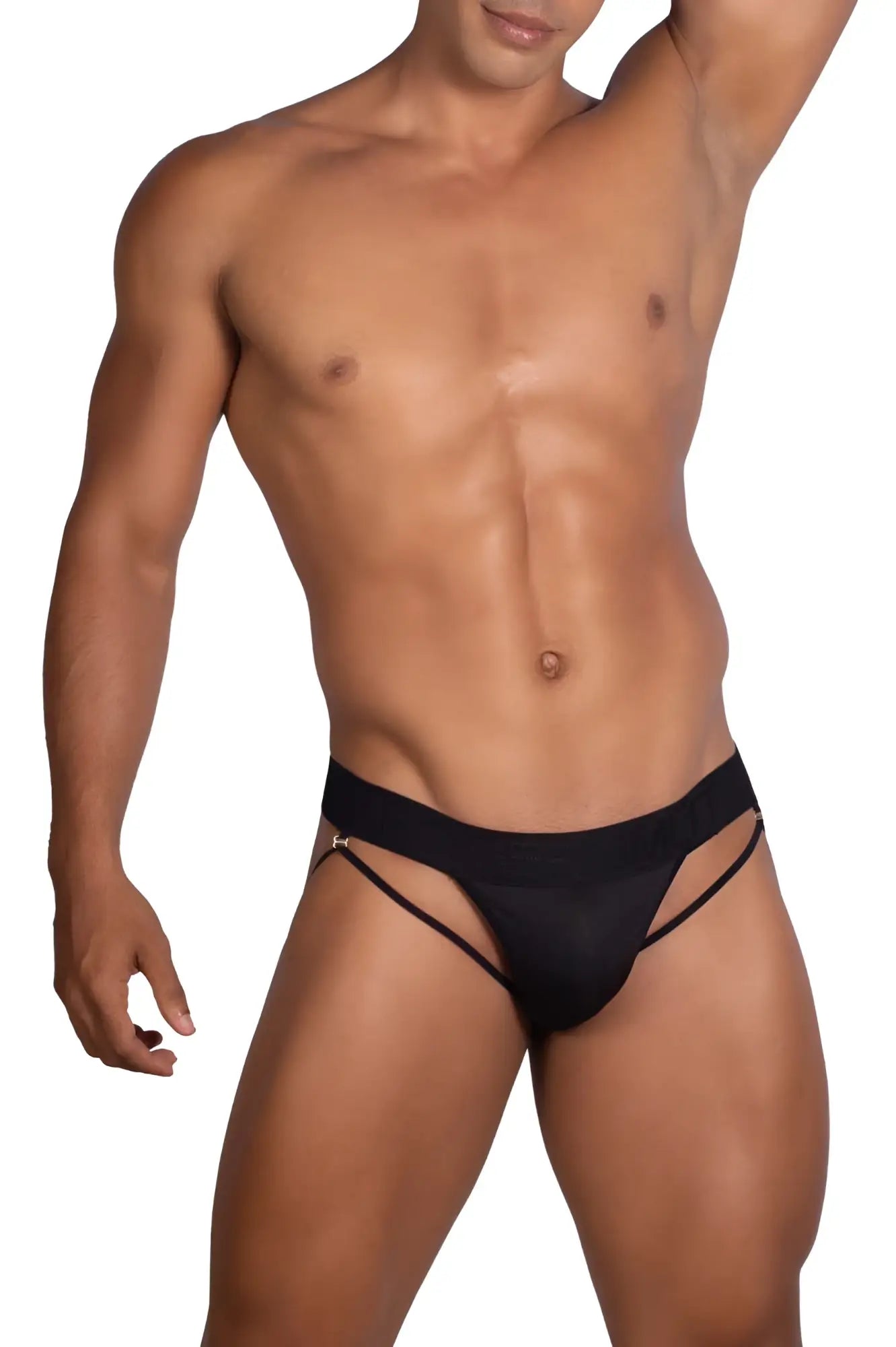 Black roger smuth rs077 thongs with sleek minimalist design and thin side straps in form-fitting fabric