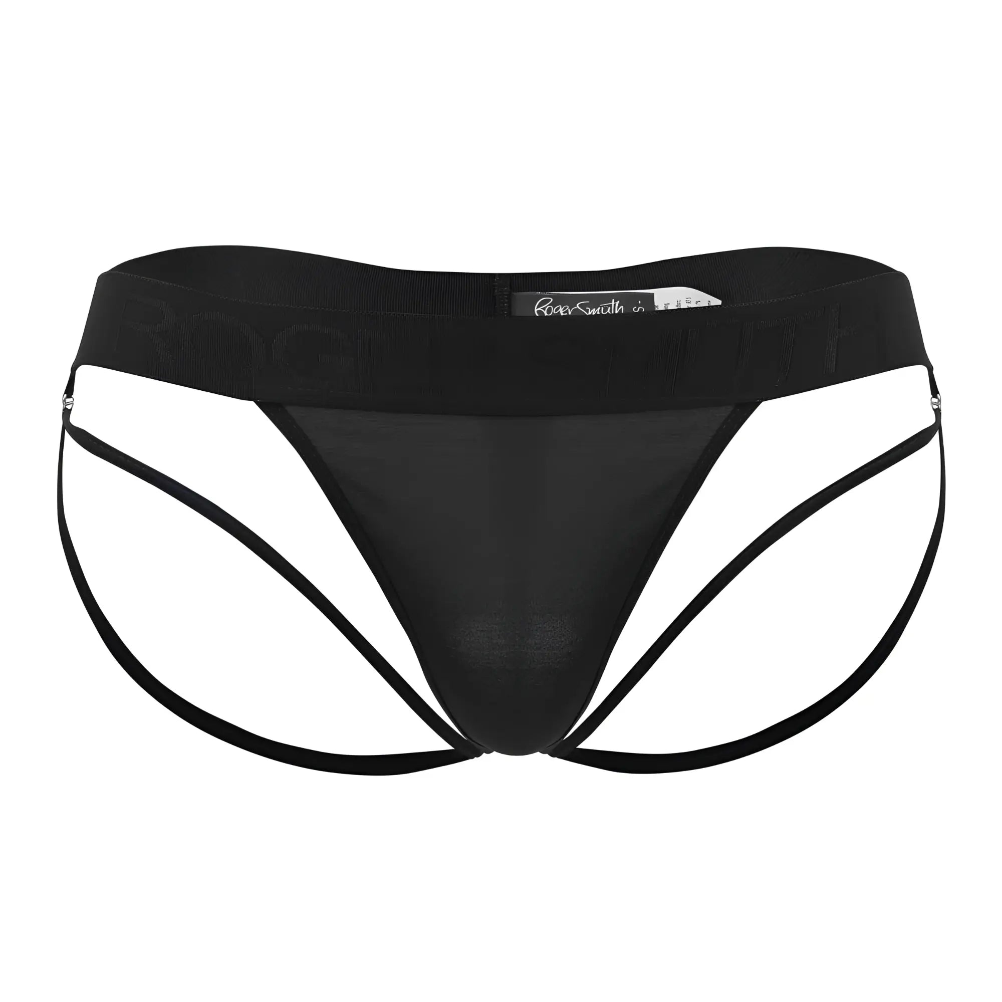 Black roger smith rs077 thongs with sheer mesh front and supportive side straps for men’s underwear