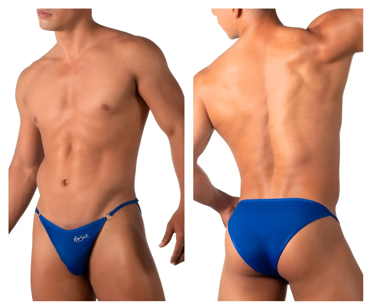 Roger smuth rs084 bikini royal blue men’s swim trunks with sleek form-fitting design and small front logo