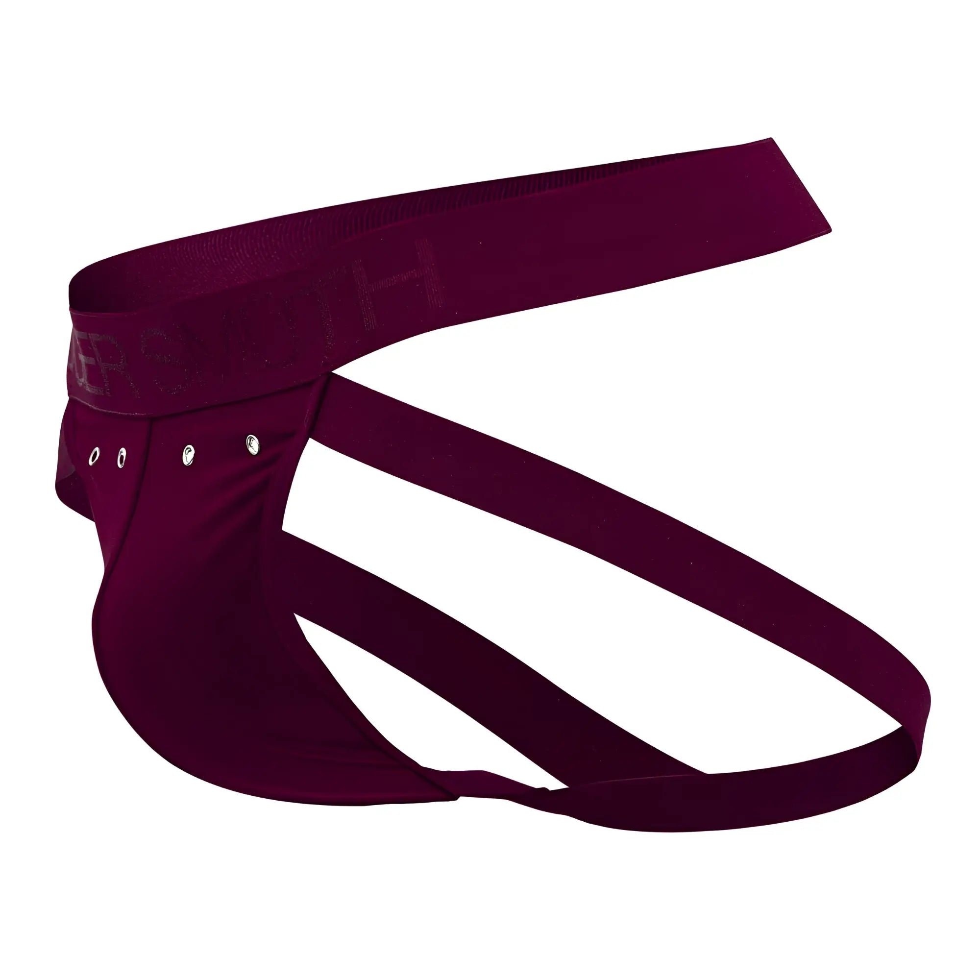 Maroon roger smuth rs088 jock-thong briefs with supportive contoured design and subtle silver hardware accents