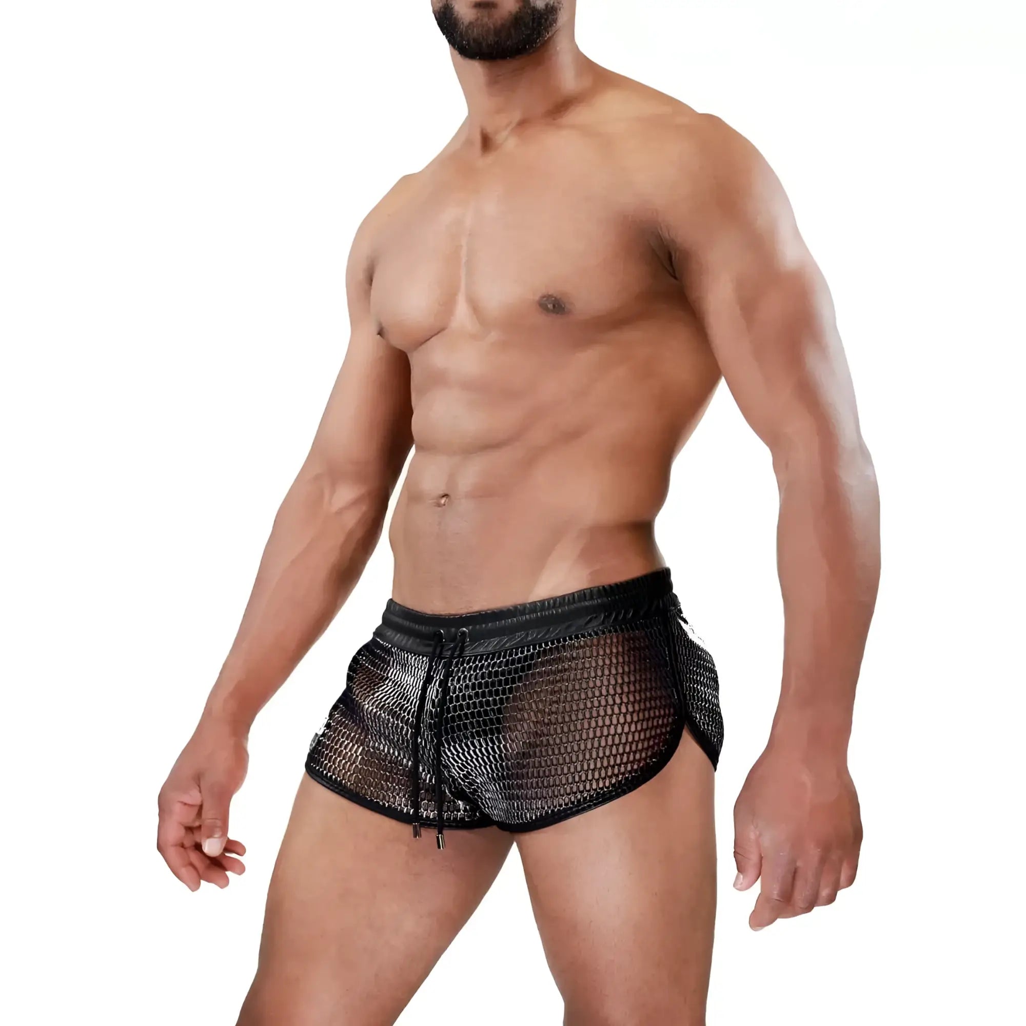 Roman shorts black mesh swim trunks with drawstring waistband for comfortable beachwear and swimming