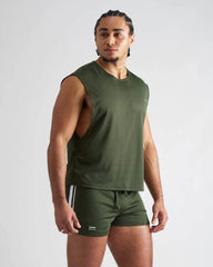Olive green mesh sleeveless athletic top s.s.c. mesh muscle tank designed for breathability and active wear