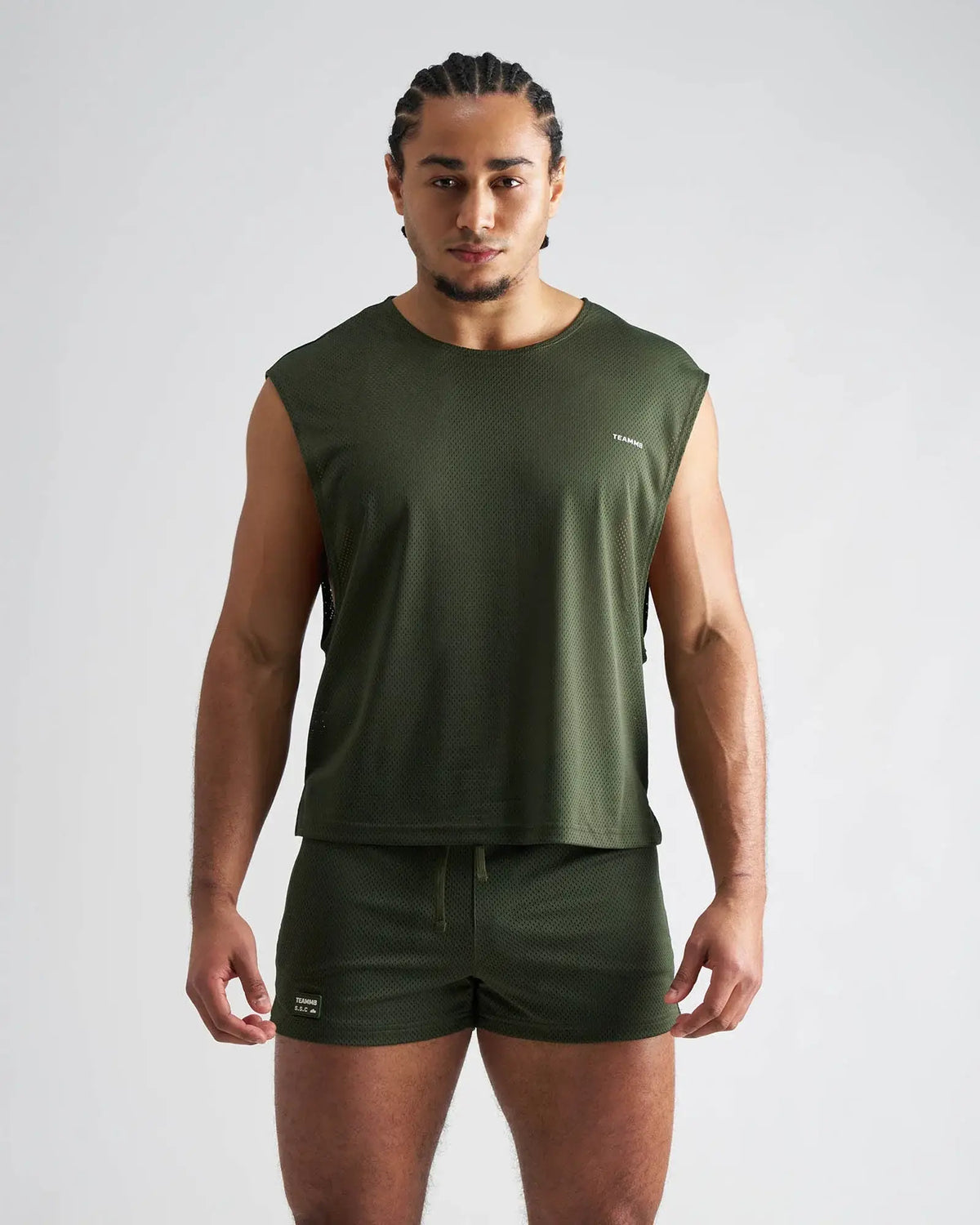 Olive green mesh sleeveless athletic top s s c mesh muscle tank designed for breathability and active wear