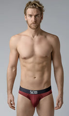 Shaped pouch briefs in red and black with a sleek modern design for comfortable everyday wear