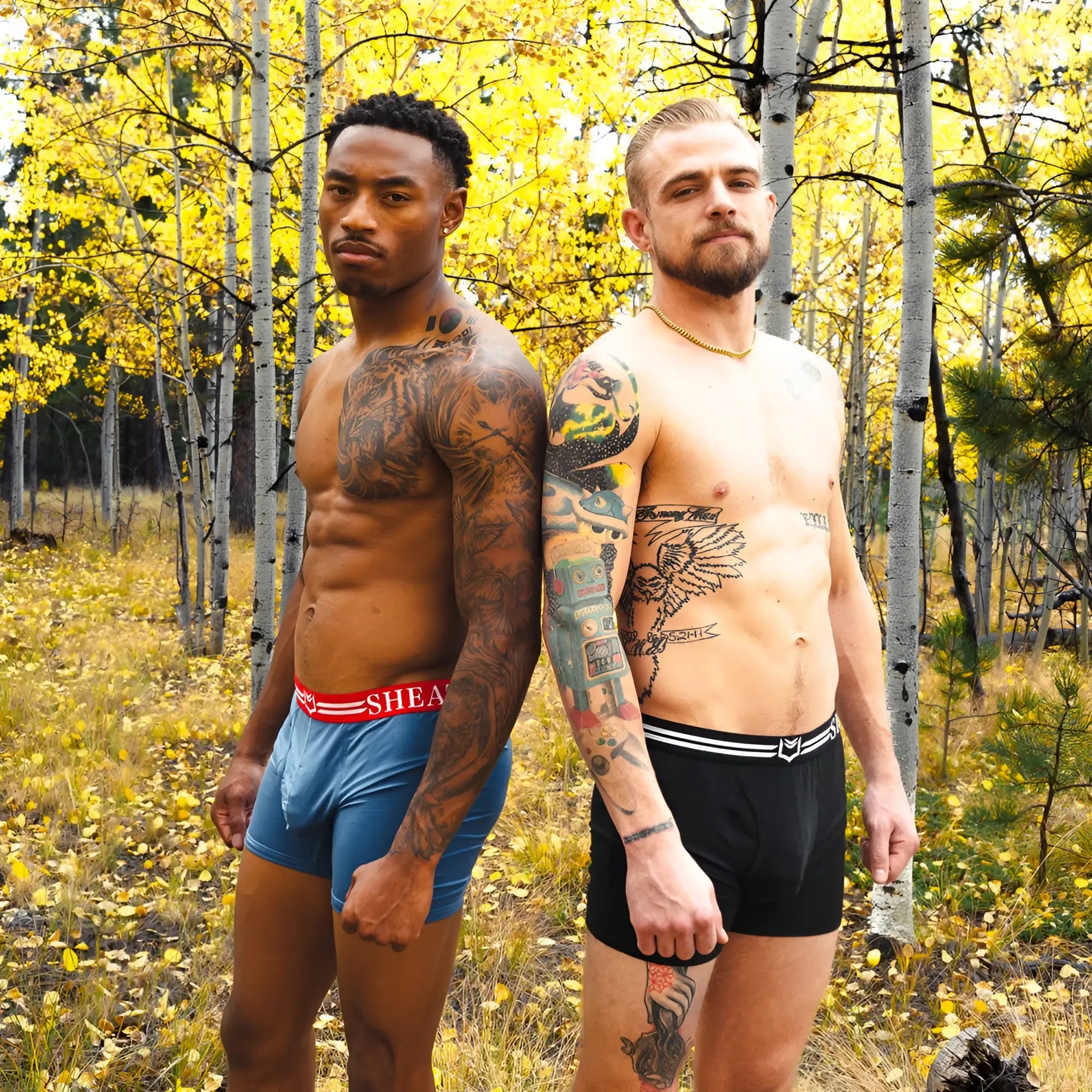 Sheath 4.0 best-seller bundle dual pouch boxer briefs in blue and red shea with elastic waistband for a snug fit
