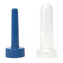 Blue plastic pipette with rounded base and transparent counterpart for precise liquid transfer in skwert product line