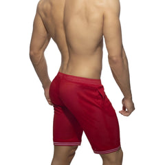 Slam bermuda shorts red mesh athletic shorts with white trim on waistband and hem for sports and casual wear