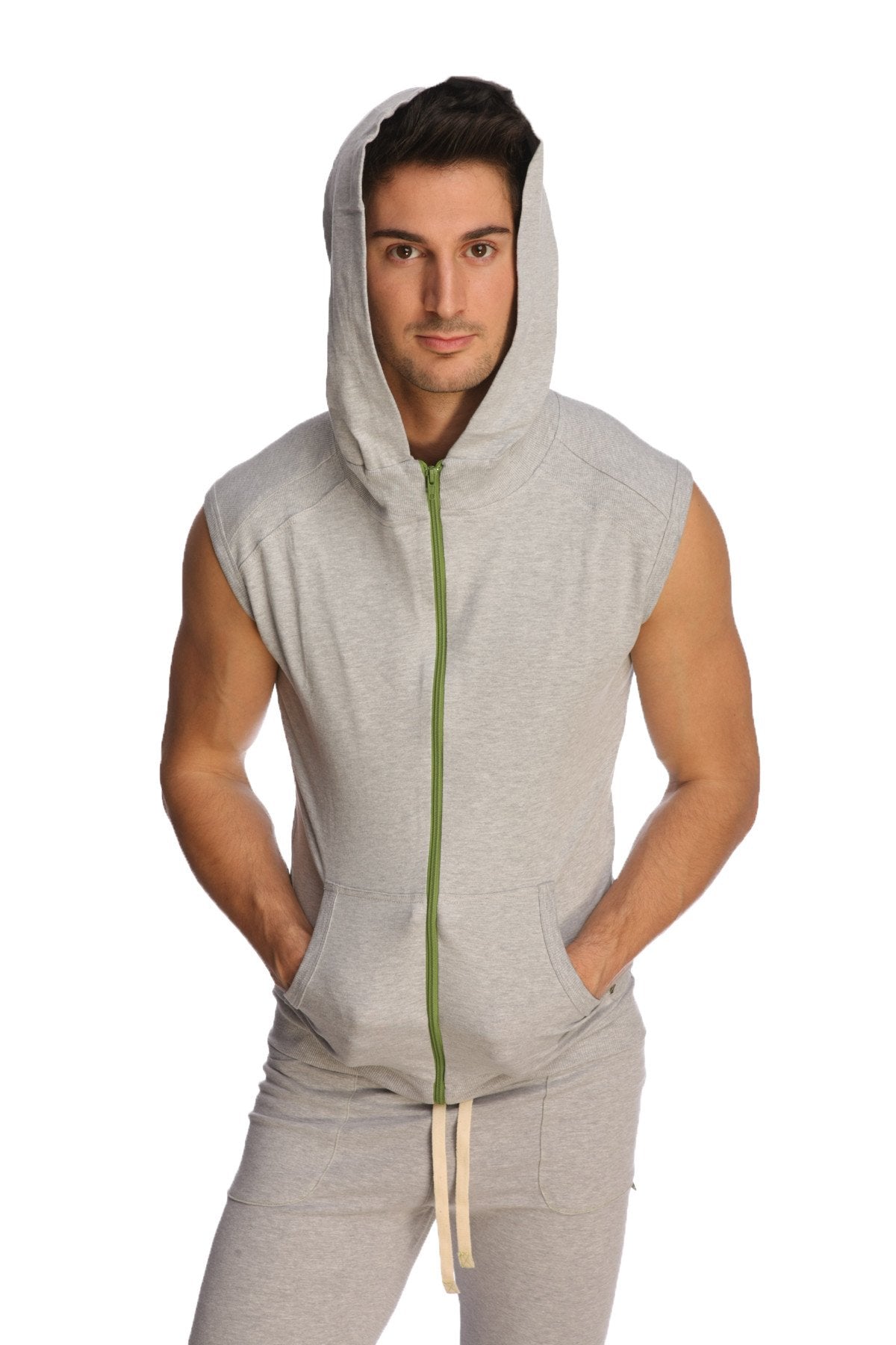 Sleeveless Yoga Hoodie (Heather Grey)