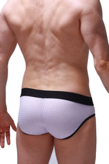White mesh briefs slip maray bee with black elastic waistband and trim for comfortable everyday wear