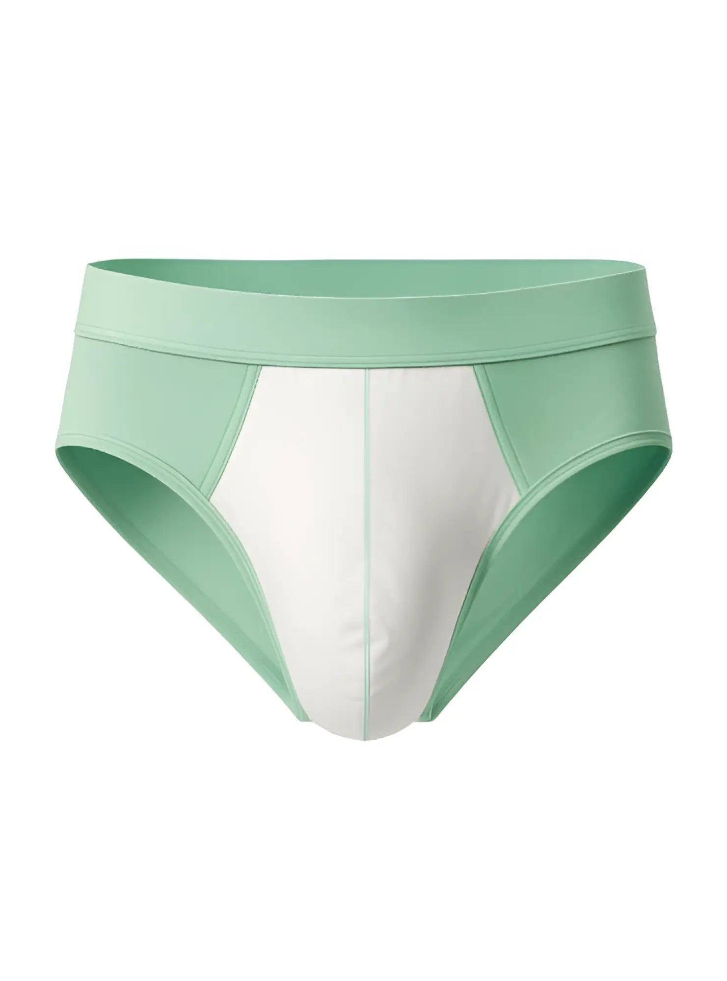 Mint green and white soft stretch contrast brief with smooth seamless design for comfortable athletic wear