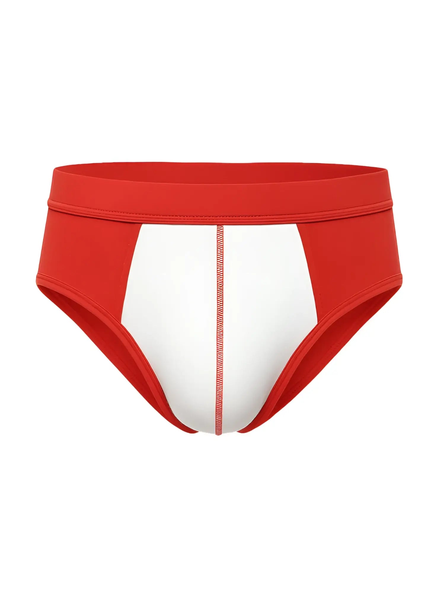 Soft stretch contrast brief in red and white with a bold color-block design made of soft stretch fabric