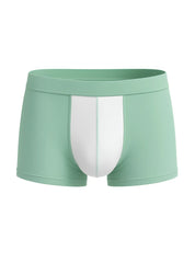 Soft stretch contrast trunk boxer briefs in mint green and white with smooth stretchy fabric finish visible from front