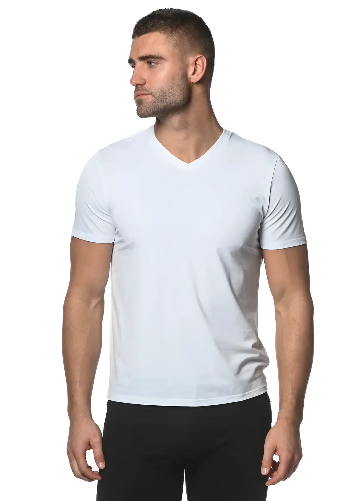 Sorona v-neck tee white short-sleeve t-shirt made from sorona fabric for comfortable everyday wear
