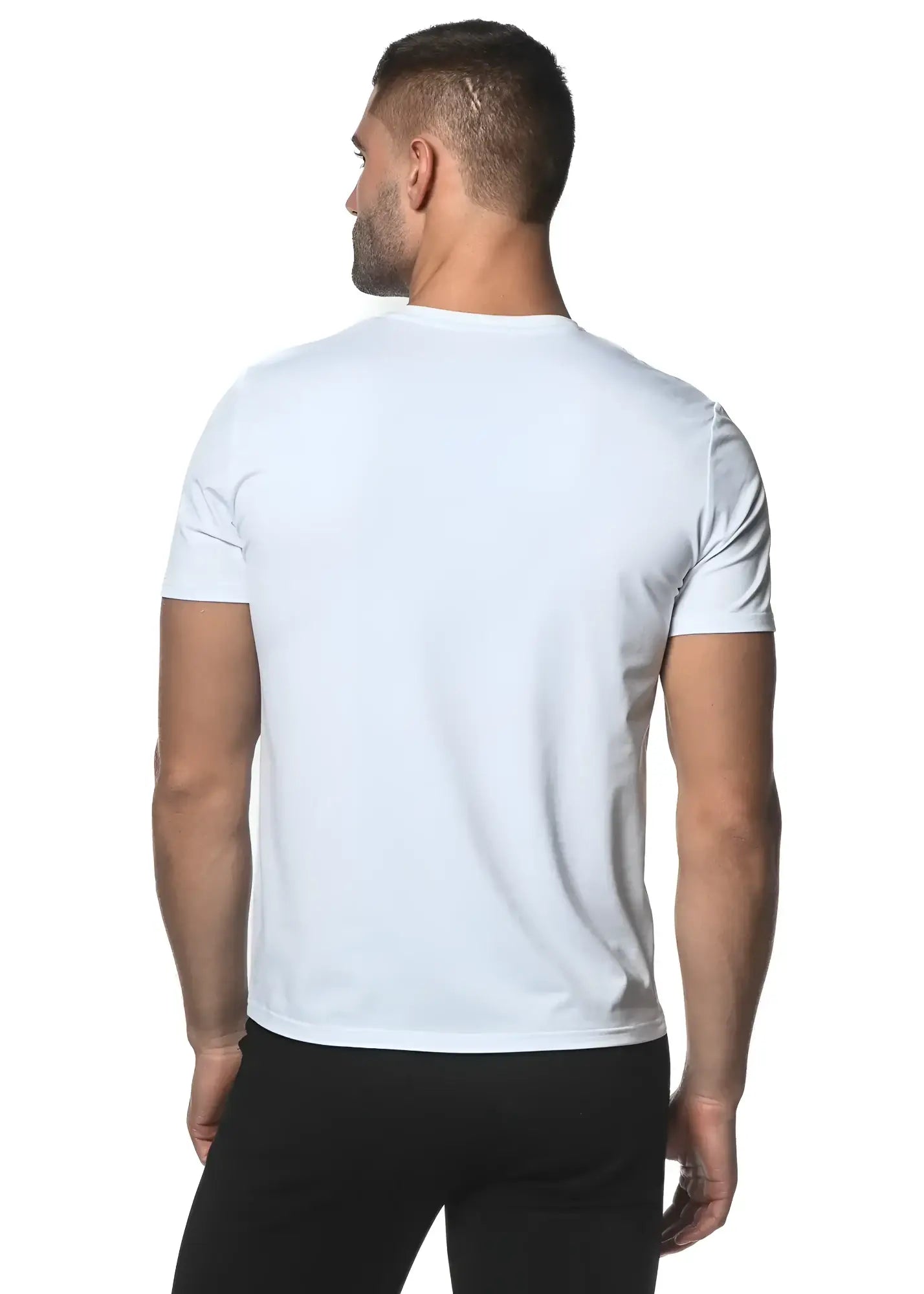 White short-sleeved crew neck t-shirt made from sorona fabric offering comfort and casual style