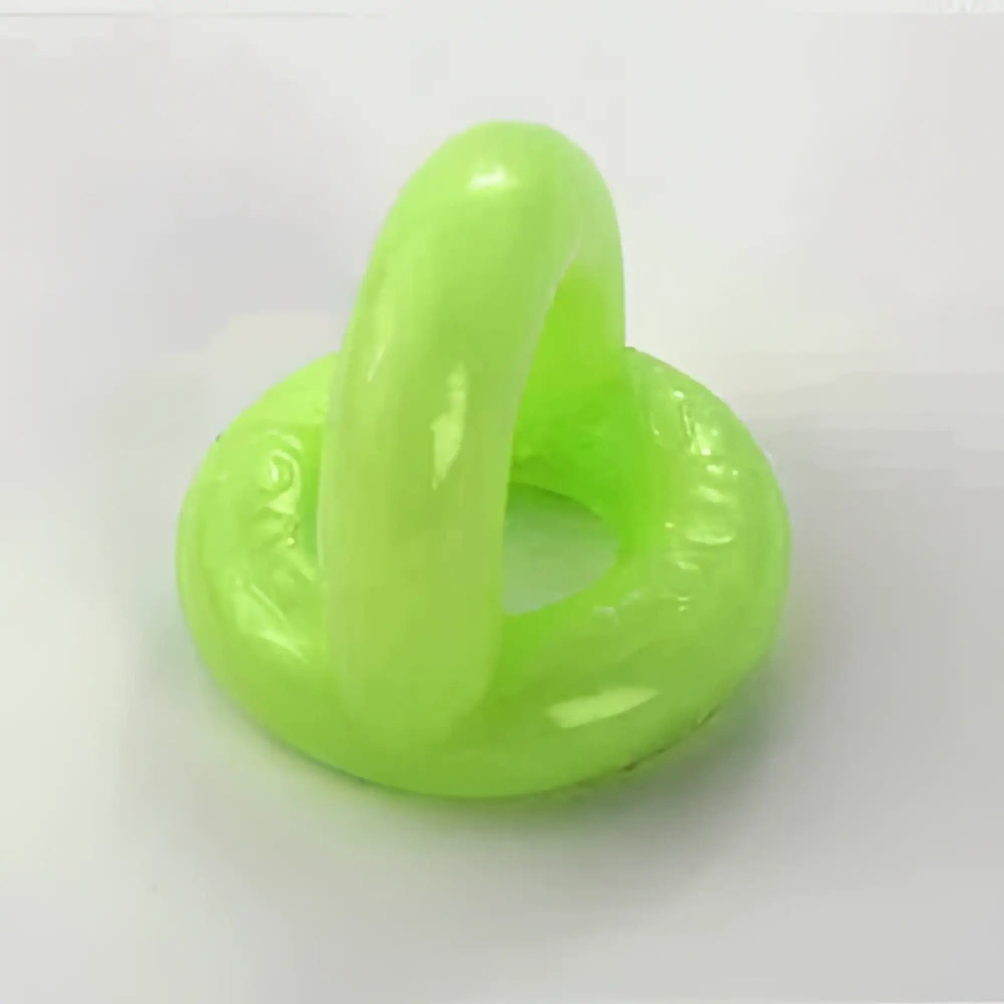 Luminous neon green sport F-cker TPR c ring with glossy flexible silicone and interlocking loop design size one size