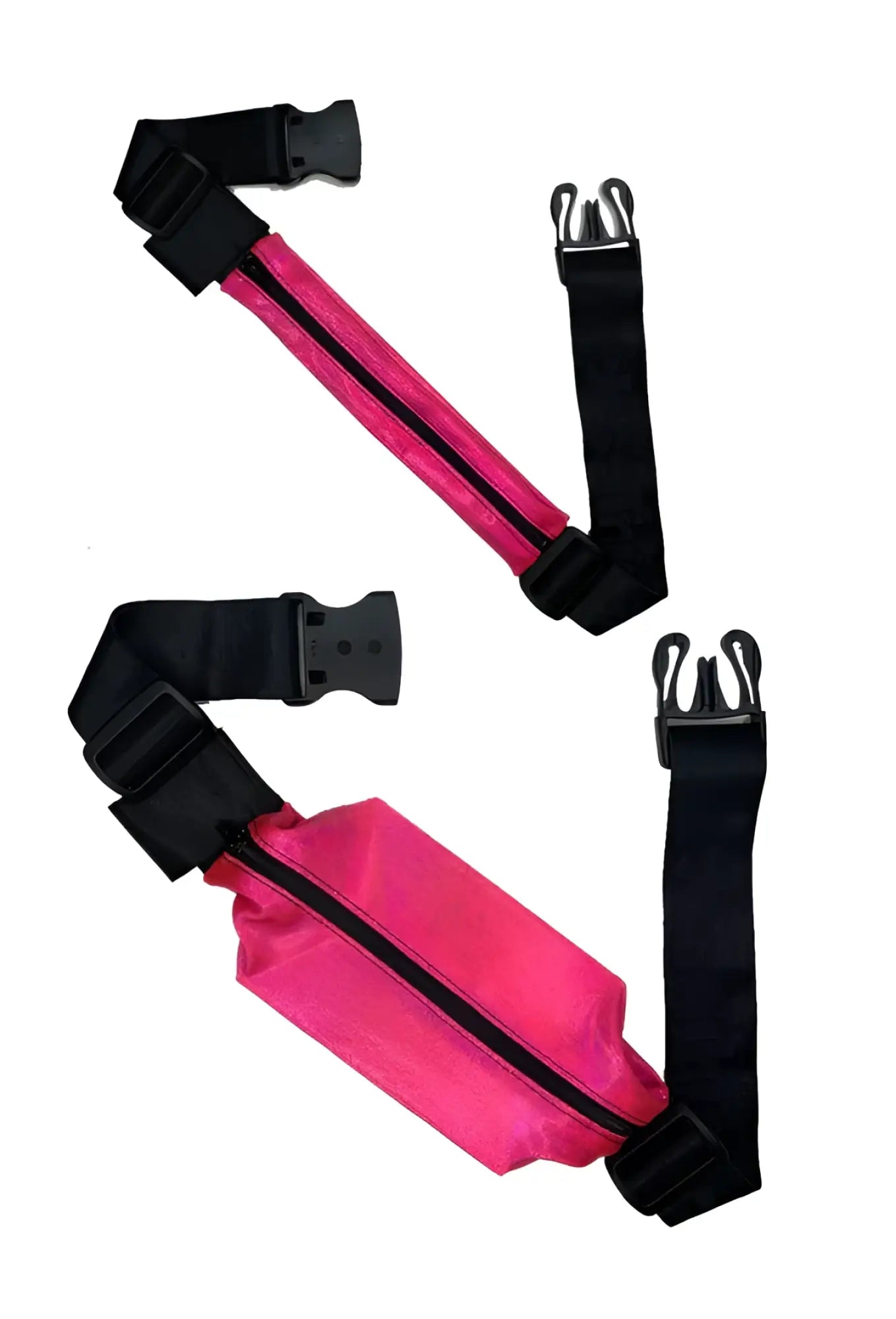 Ssb bag running belt bright pink athletic waist pouch with black zipper and adjustable straps for hands-free running
