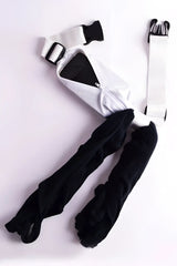 SsbAG runing belt white nylon fanny pack with black zipper and adjustable straps for comfortable running use