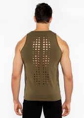 CIRCLE SPINE LASER CUT STRETCH JERSEY TANK