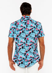 CHERRY BLOSSOMS 3D PRINT STRETCH KNIT SHIRT